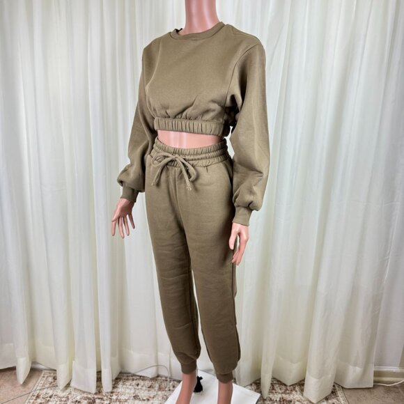 Zenana 2 Pcs Crop Sweatshirt Tracksuit Jogger Pants Set Outfit Active Loungewear - Picture 3 of 9